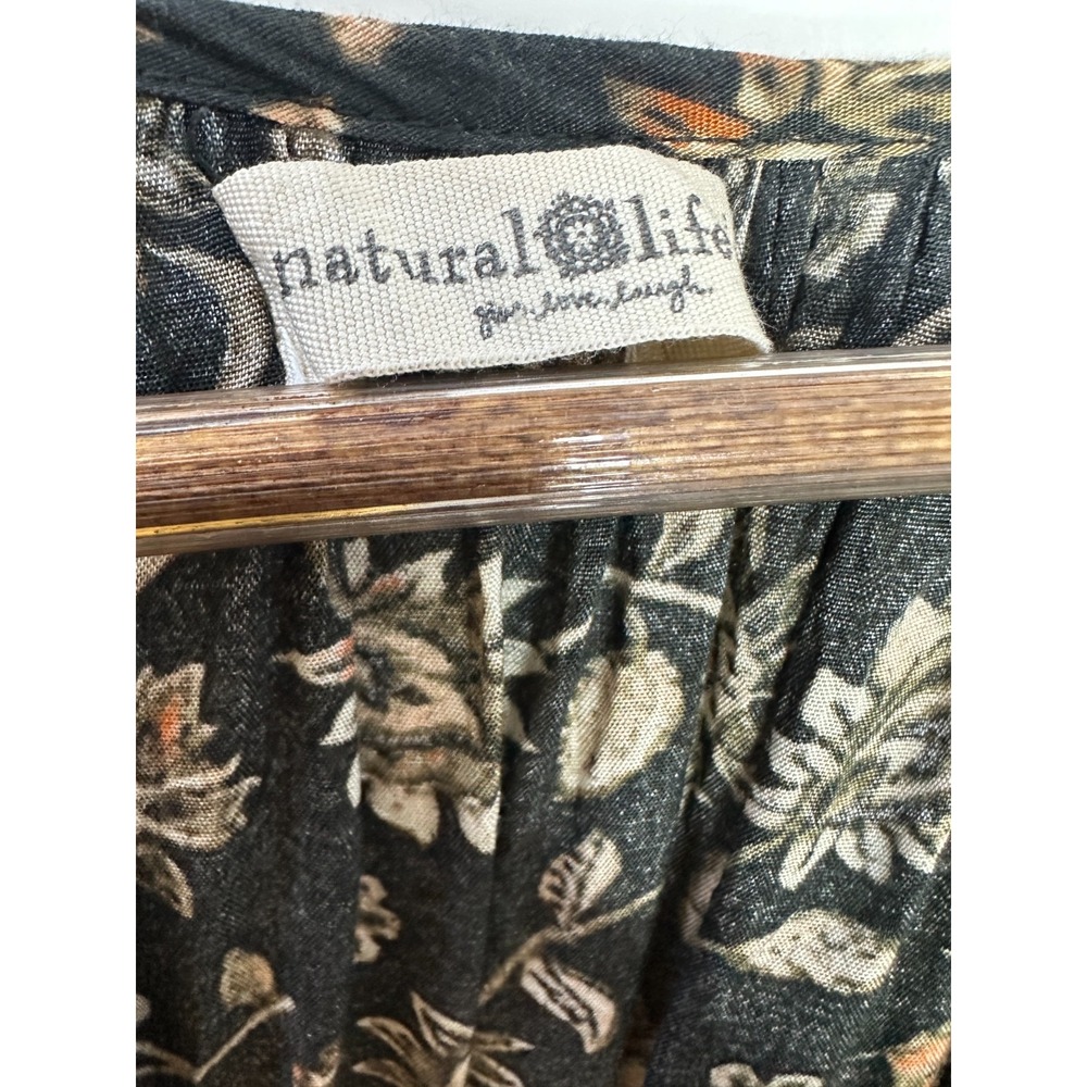Natural Life Floral Tassel Long Sleeve Boho Shift Dress Small Ruffle Boho Fall - Picture 10 of 13